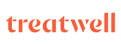 Treatwell logo, pink and white, modern sans-serif
